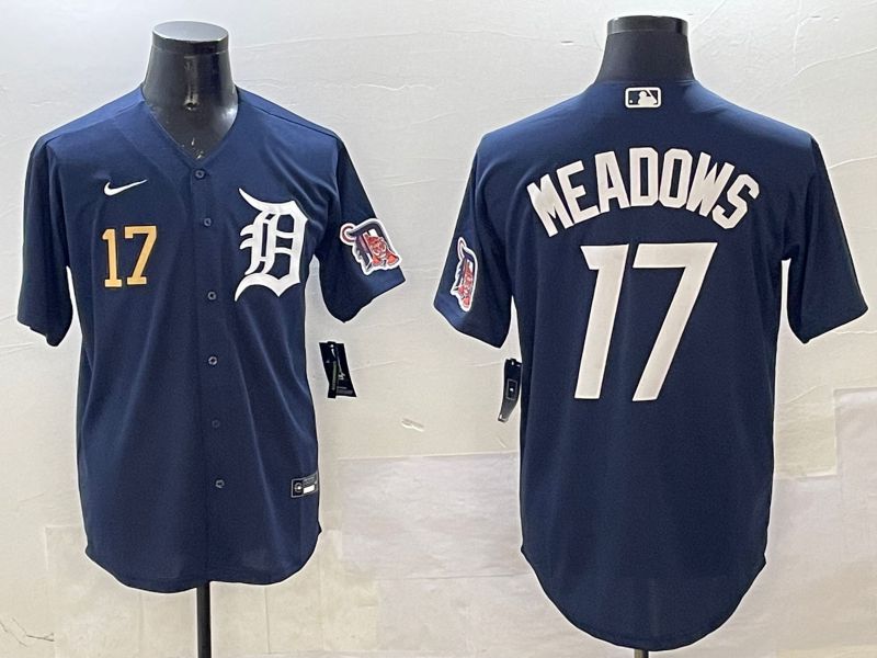 Men Detroit Tigers #17 Meadows Drak Blue Game 2025 Nike MLB Jersey style 2->detroit tigers->MLB Jersey